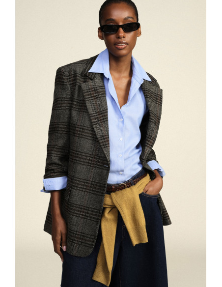 Blazer aos quadrados com franjas decorativas Dixie