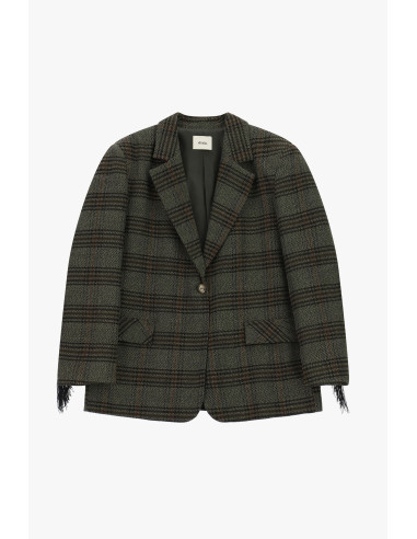 Blazer aos quadrados com franjas decorativas Dixie