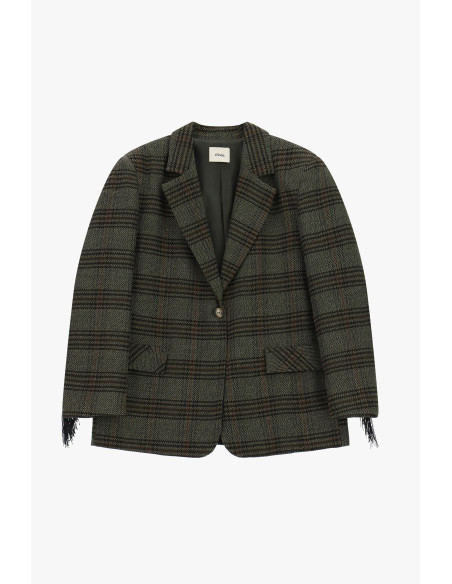 Blazer aos quadrados com franjas decorativas Dixie