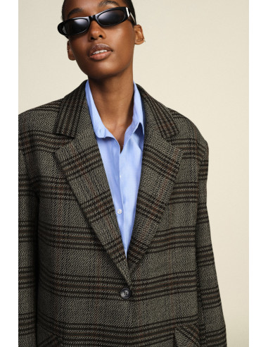 Blazer aos quadrados com franjas decorativas Dixie