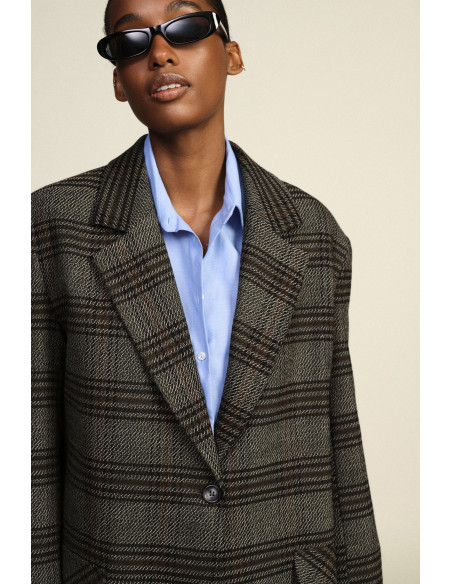 Blazer aos quadrados com franjas decorativas Dixie