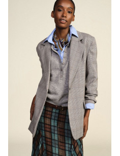 Blazer aos quadrados com franjas decorativas nas costas Dixie
