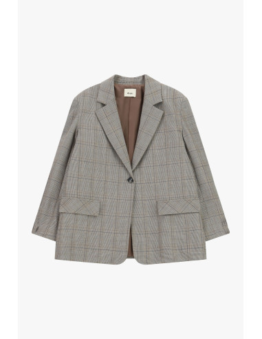 Blazer aos quadrados com franjas decorativas nas costas Dixie