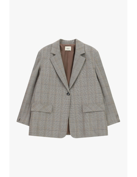 Blazer aos quadrados com franjas decorativas nas costas Dixie