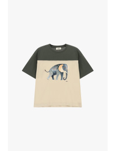 T-Shirt de Manga Curta com Estampado de Elefante e Painéis Contrastantes Dixie 2