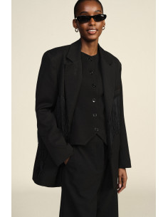 Blazer com franjas decorativas e bolsos frontais Dixie