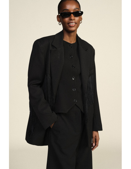Blazer com franjas decorativas e bolsos frontais Dixie