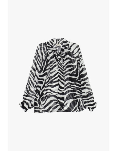 Blusa fluida com padrão de zebra e mangas amplas Dixie