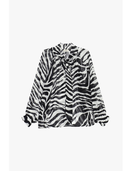 Blusa fluida com padrão de zebra e mangas amplas Dixie