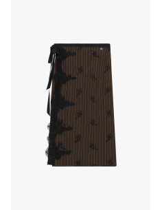 Saia midi de corte envelope com renda e bordado Dixie 2