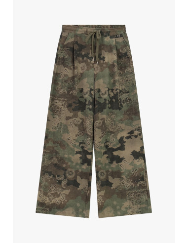 Calças Palazzo com padrão paisley, cintura com cordão Dixie