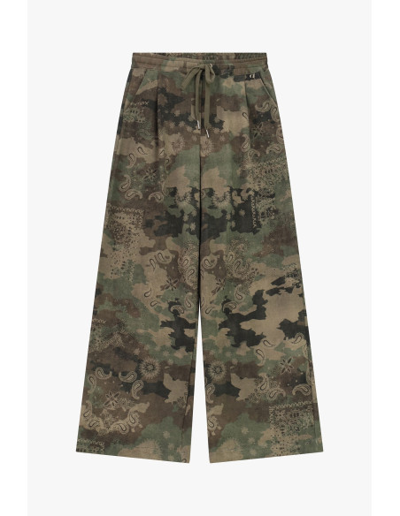 Calças Palazzo com padrão paisley, cintura com cordão Dixie