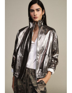 Bomber com acabamento metalizado e bainha elástica Dixie