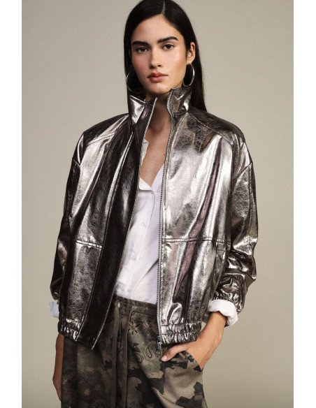 Bomber com acabamento metalizado e bainha elástica Dixie