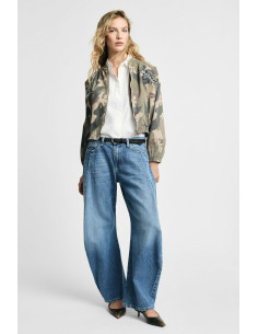 Jeans tapered de perna extralarga com costuras Please