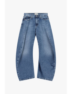 Jeans tapered de perna extralarga com costuras Please 2