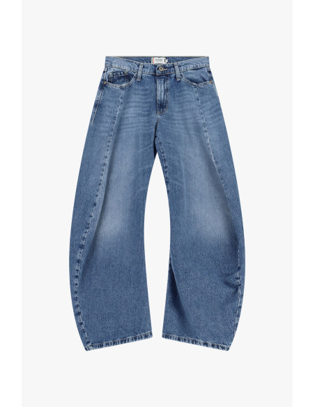 Jeans tapered de perna extralarga com costuras Please
