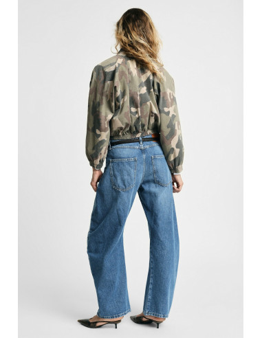 Jeans tapered de perna extralarga com costuras Please