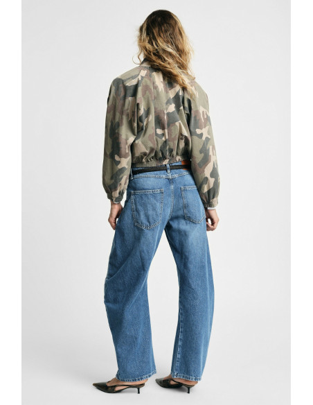 Jeans tapered de perna extralarga com costuras Please