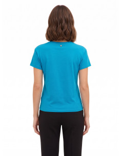T-shirt regular em algodão com slogan e strass Rinascimento 2