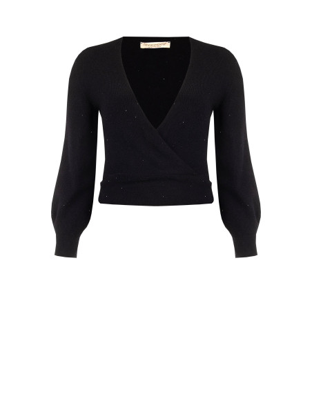 Camisola Curvy com decote em V cruzado e micro lantejoulas Rinascimento Curvy