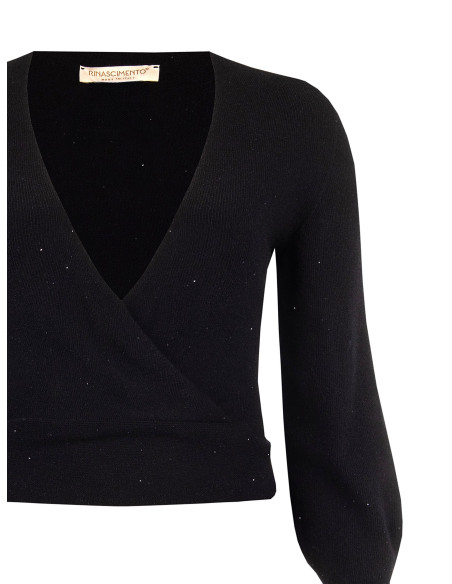 Camisola Curvy com decote em V cruzado e micro lantejoulas Rinascimento Curvy