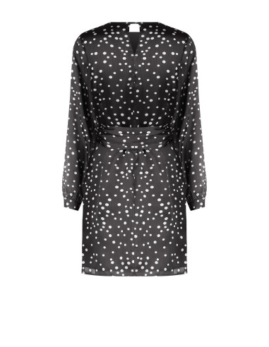 Vestido curto de cetim ligeiramente enrugado com mangas a 3/4 Rinascimento