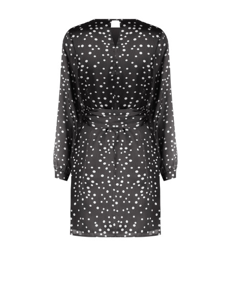Vestido curto de cetim ligeiramente enrugado com mangas a 3/4 Rinascimento