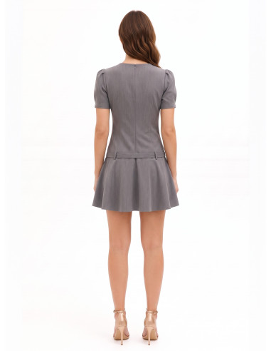 Vestido curto de cintura descida em poliviscose com cinto rígido a condizer Rinascimento