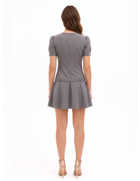 Vestido curto de cintura descida em poliviscose com cinto rígido a condizer Rinascimento