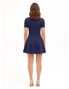 Vestido curto de cintura baixa em crepe scuba com fecho de correr com logótipo Rinascimento 2