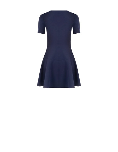Vestido curto de cintura baixa em crepe scuba com fecho de correr com logótipo Rinascimento