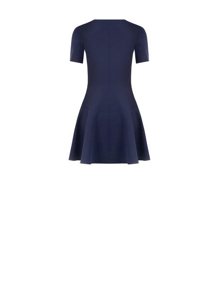 Vestido curto de cintura baixa em crepe scuba com fecho de correr com logótipo Rinascimento