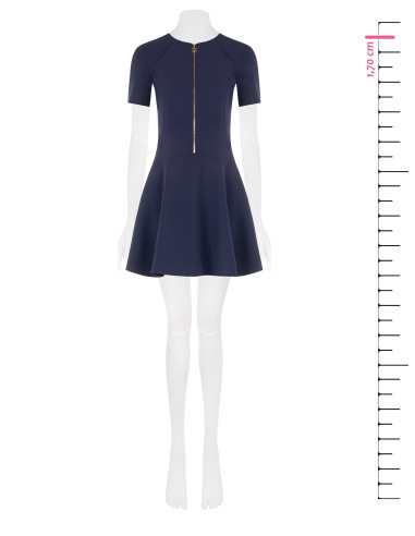 Vestido curto de cintura baixa em crepe scuba com fecho de correr com logótipo Rinascimento