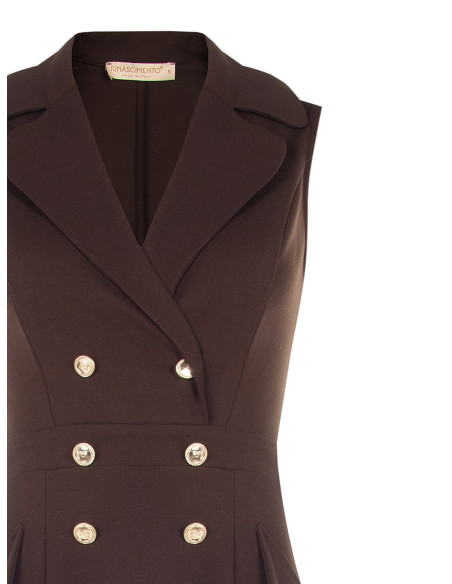 Vestido curto em tecido Milano com efeito de trespasse Rinascimento