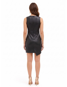 Vestido curto em imitação de pele com padrão entrançado aos quadrados Rinascimento 2