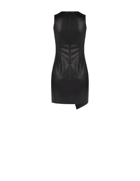 Vestido curto em imitação de pele com padrão entrançado aos quadrados Rinascimento