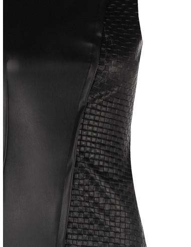 Vestido curto em imitação de pele com padrão entrançado aos quadrados Rinascimento