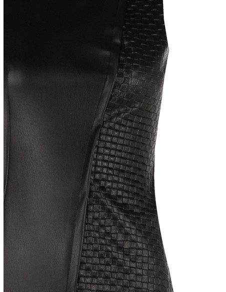 Vestido curto em imitação de pele com padrão entrançado aos quadrados Rinascimento