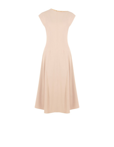 Vestido midi evasé em tecido cadi com costura central Rinascimento
