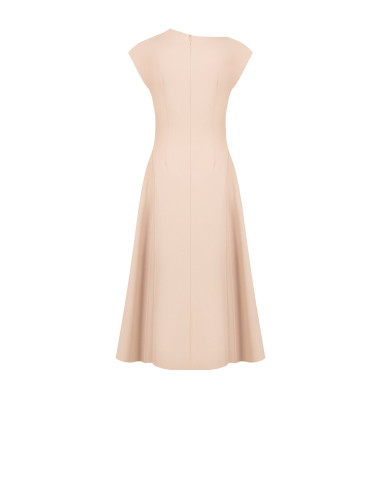Vestido midi evasé em tecido cadi com costura central Rinascimento