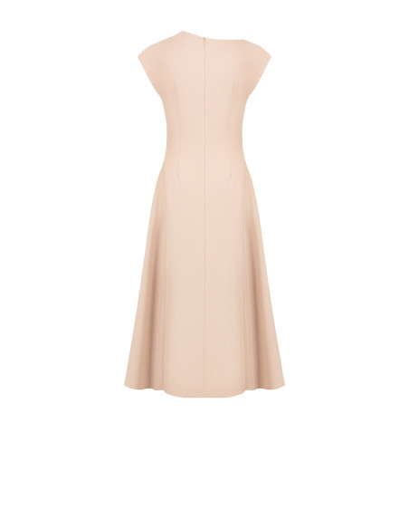 Vestido midi evasé em tecido cadi com costura central Rinascimento