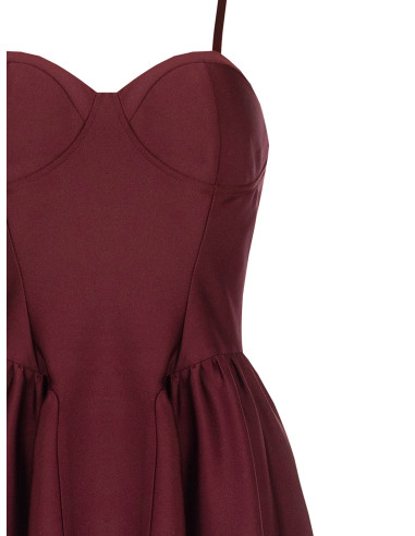 Vestido midi cai-cai em cetim com saia em corola Rinascimento
