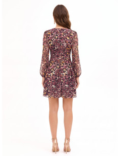 Vestido curto em georgette com estampado animal e gotas de lurex Rinascimento 2
