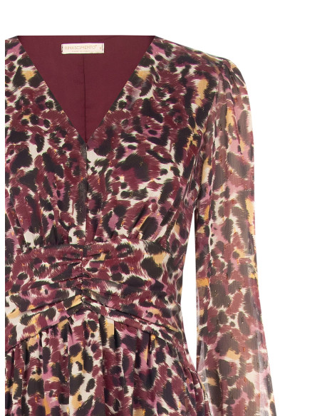 Vestido curto em georgette com estampado animal e gotas de lurex Rinascimento