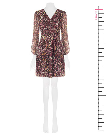 Vestido curto em georgette com estampado animal e gotas de lurex Rinascimento