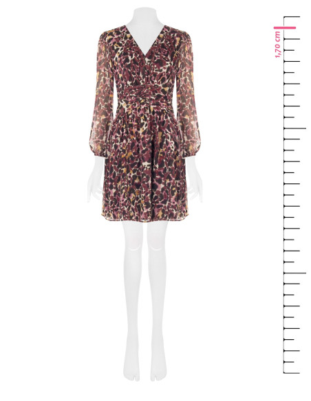 Vestido curto em georgette com estampado animal e gotas de lurex Rinascimento