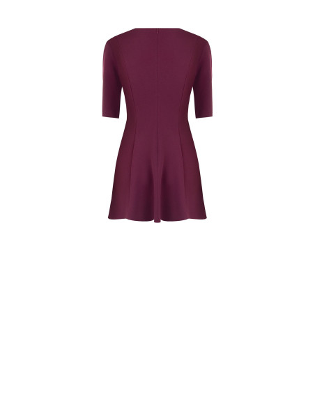 Vestido curto evasé em crepe scuba com botões dourados Rinascimento