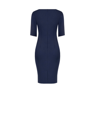 Vestido tubinho em crepe scuba com decote em V e laços Rinascimento