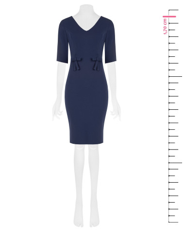 Vestido tubinho em crepe scuba com decote em V e laços Rinascimento
